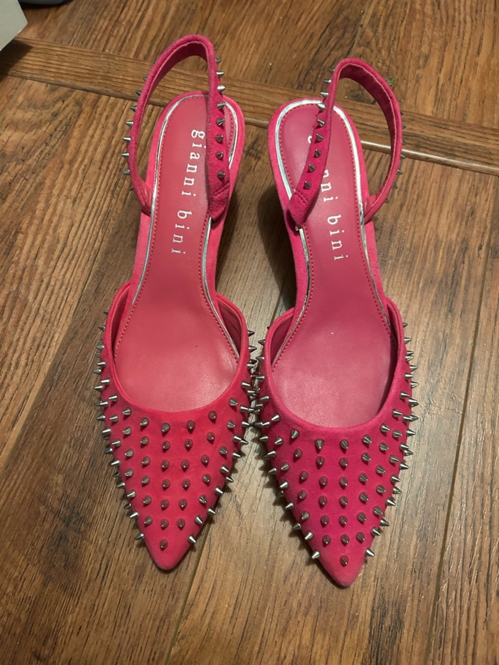 Gianni Bini Hot Pink Studded Pointed Slingback Heels